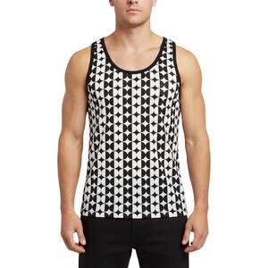 Andrew Christian Optical Stretch Mesh Tank Top Black White Medium